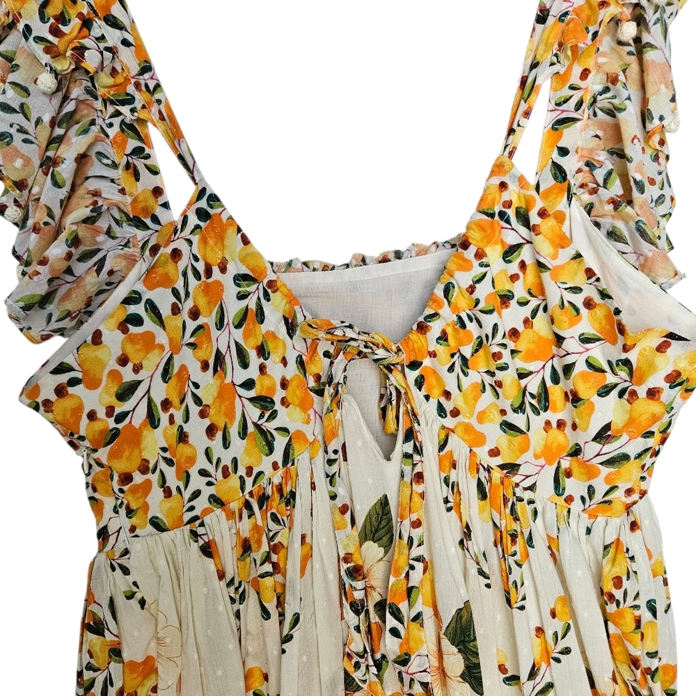 Farm Rio Cashew Crossed Back Maxi Dress Large - Picture 4 of 10
